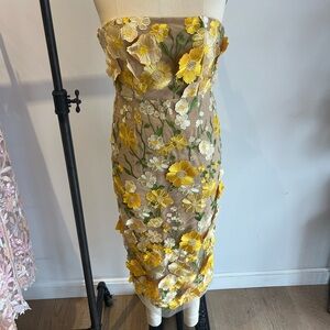 Floral Embroidered Strapless Dress